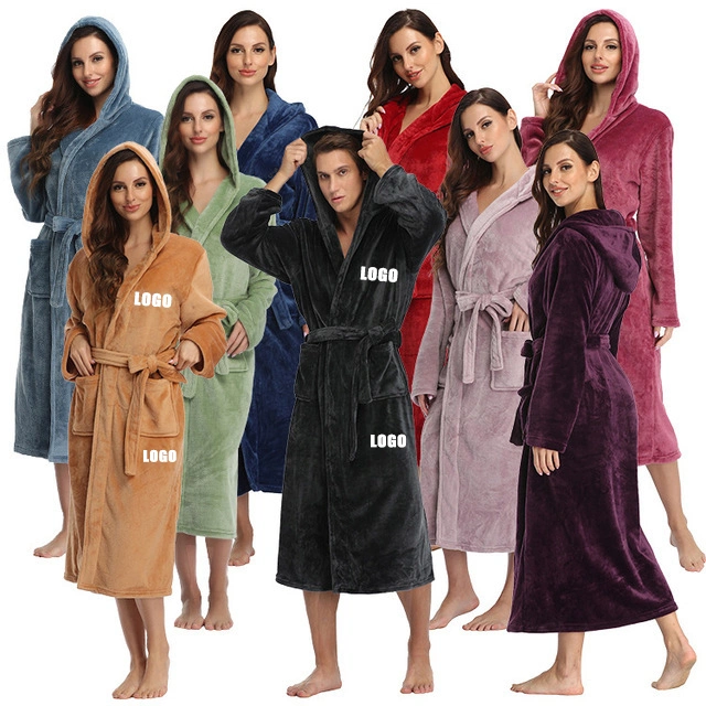 Women′s Winter Lounge Wear Robe Velvet Flannel Night Gown