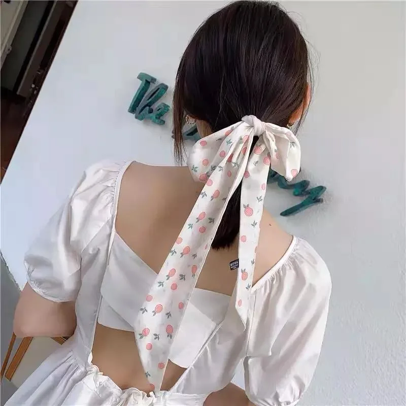 Fashion Designer Long Silk Hair Scarf Women Hair Ribbon Scarf