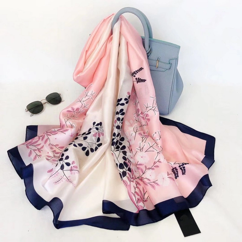 Custom Autumn Stylish Long Silk Feeling Scarf for Ladies