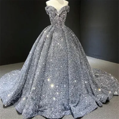 Vestidos de casamento de luxo lantejoulas vestidos de noiva femininos