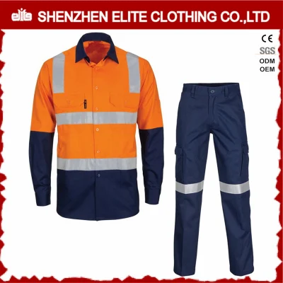 Hi Vis Cotton Drill Vestuário de trabalho reflexivo de segurança para homens